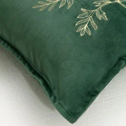 Poszewka welurowa z motywem roślinnym zielona HERBS 45x45 cm
