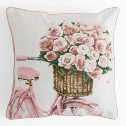 Poszewka z rowerem różowa SUZI 45x45 cm
