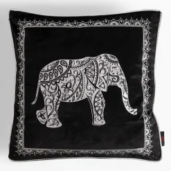 Poszewka ze słoniem czarna DAIRA 45x45 cm