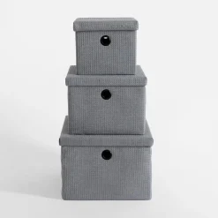 Pudełko do przechowywania szare 28x28x20 cm