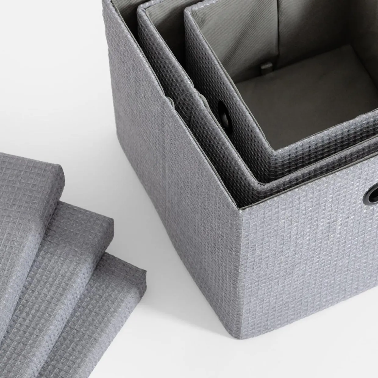 Pudełko do przechowywania szare 28x28x20 cm