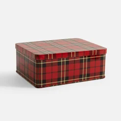 Pudełko metalowe do przechowywania CZERWONA KRATA 2250 ml