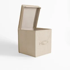 Pudło z pokrywą składane beżowe 28x28x28 cm