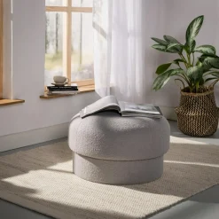 Puf okrągły boucle jasnoszary IQOMO