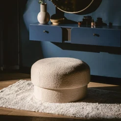 Puf okrągły boucle kremowy IQOMO