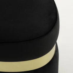 Puf ze złotą obręczą czarny TONDOSIL
