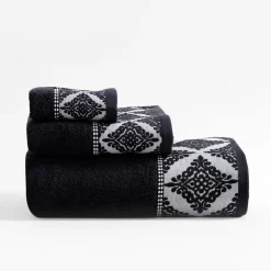 Ręcznik bawełniany czarno-biały AGADIR 70x140 cm