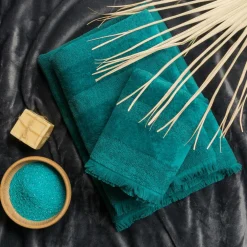 Ręcznik bawełniany turkus LANETTE 90x160 cm