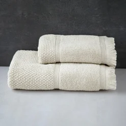 Ręcznik bawełniany z frędzlami naturalny SANTORINI 70x140 cm