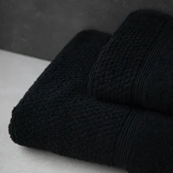 Ręcznik bawełniany z frędzlami czarny SANTORINI 50x90 cm