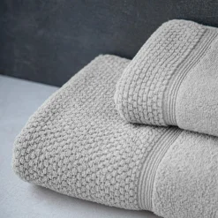 Ręcznik bawełniany z frędzlami srebrny SANTORINI 50x90 cm