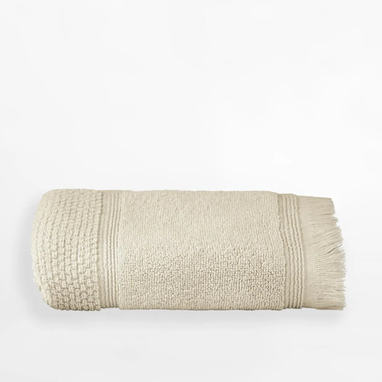 Ręcznik bawełniany z frędzlami beżowy SANTORINI 50x90 cm