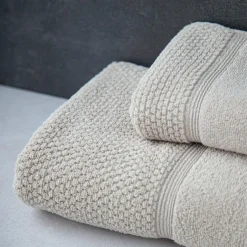 Ręcznik bawełniany z frędzlami beżowy SANTORINI 50x90 cm