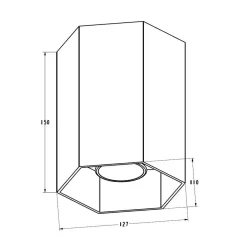 Reflektor natynkowy o geometrycznym kształcie kolor aluminium POLYGON CL 1L