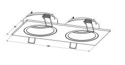 Reflektor podtynkowy 2-punktowy czarny CHUCK DL 2 SQUARE