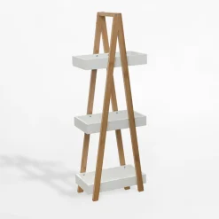 Regał łazienkowy z 3 półkami biała 18x30x82 cm