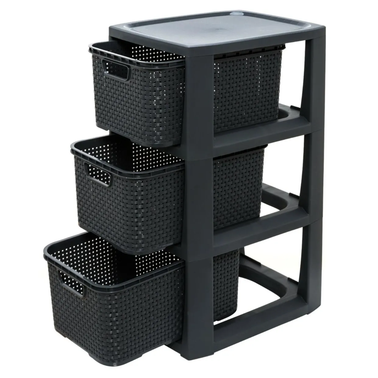 Regał komoda z 3 koszami antracyt