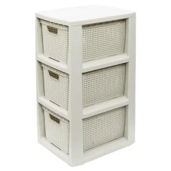 Regał komoda z 3 koszami biały