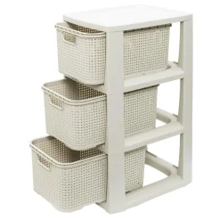 Regał komoda z 3 koszami biały