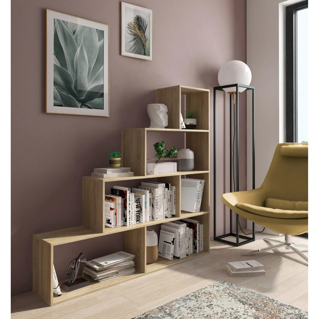 Regał nowoczesny dąb sonoma AURA