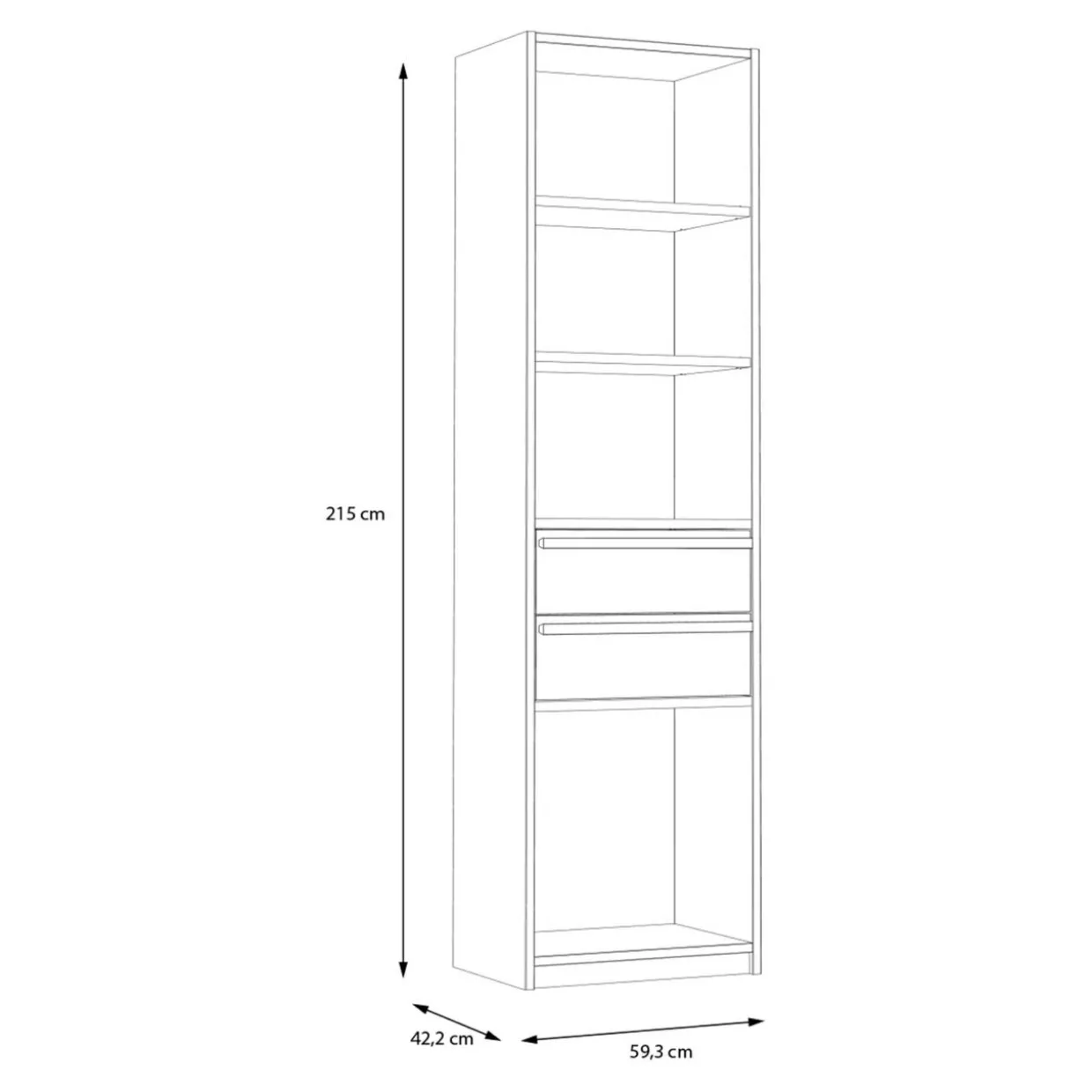 Regał z półkami i szufladami S-ROOM 59,4 cm