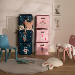 Regał z 3-szufladami różowy 35x35x102 cm