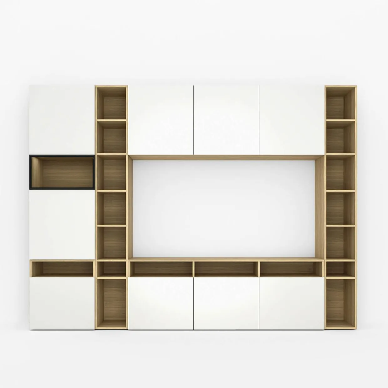 Regał z witryną MULTI WALL biały połysk