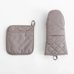 Rękawica kuchenna i podkładka pod garnek z neoprenem szara