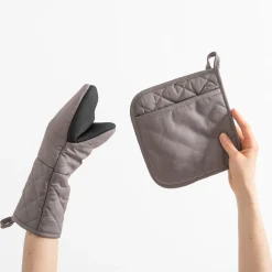 Rękawica kuchenna i podkładka pod garnek z neoprenem szara