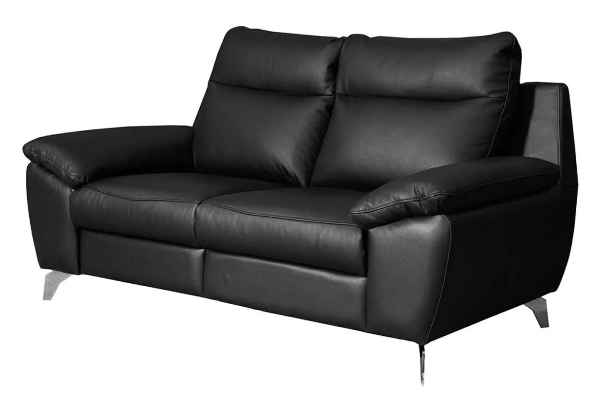 Sofa skórzana 2-osobowa czarna PERLE