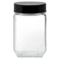 Słoik kwadratowy z czarną pokrywką MILOS 1,8 l