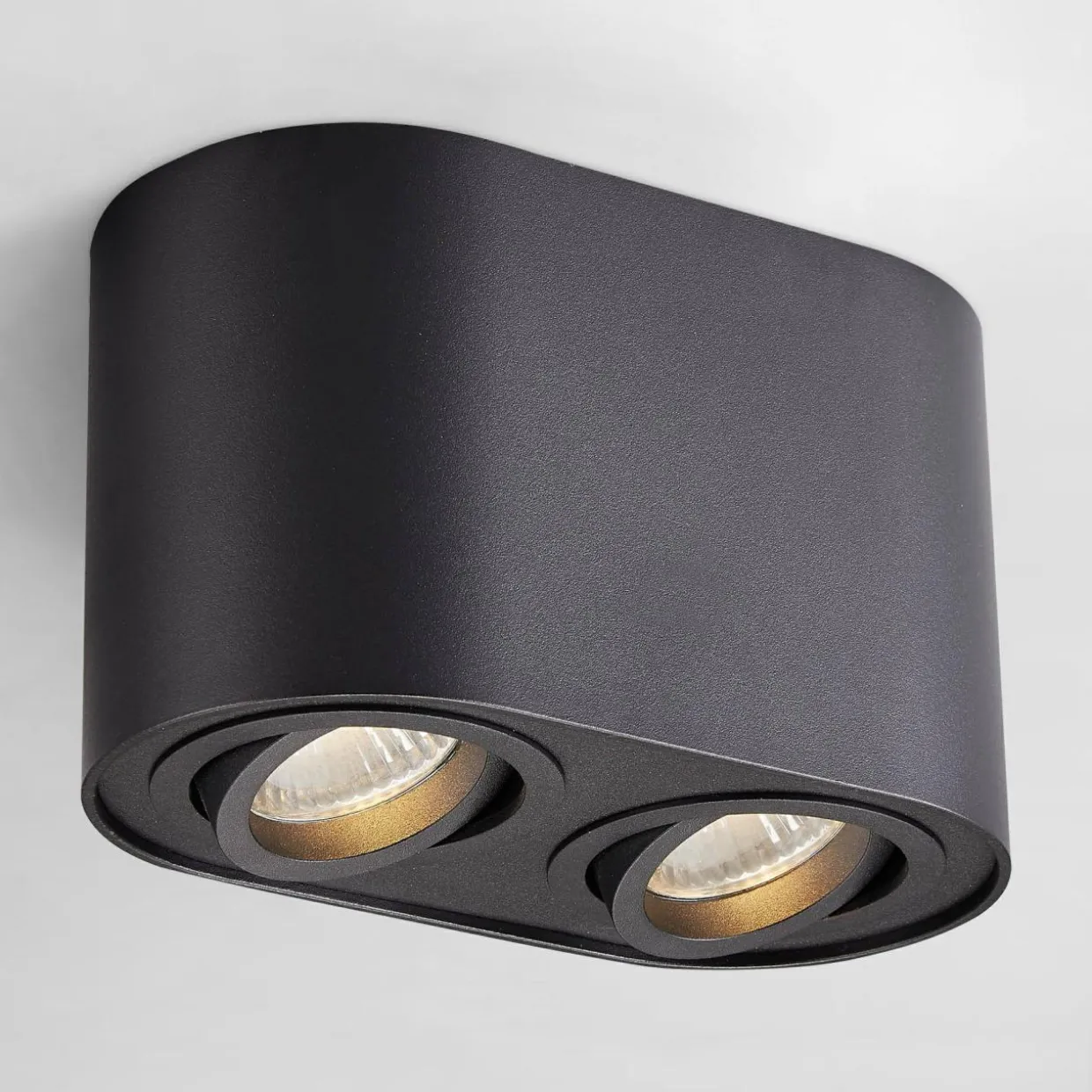 Spot 2-punktowy natynkowy czarny RONDOC