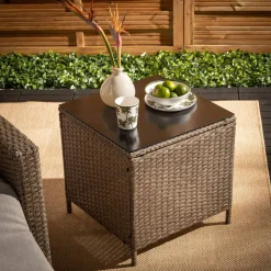 Stolik do ogrodu kwadratowy SKOTI brązowy