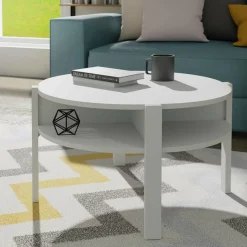 Stolik kawowy okrągły TOBAGO BIAŁY