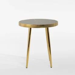 Stolik okrągły na złotych nogach EFUZZO