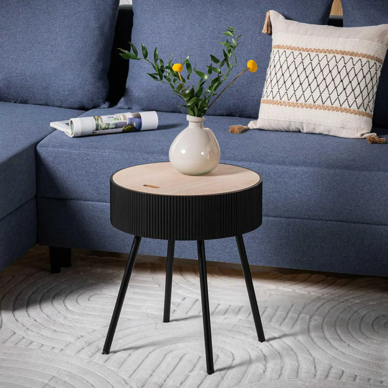 Stolik okrągły szary 40,5x47,5 cm