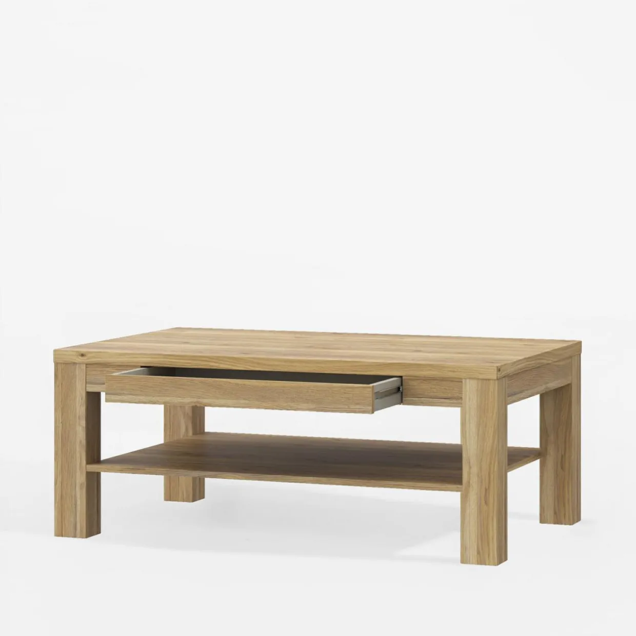 Stolik z szufladą w kolorze drewna