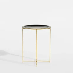 Stolik z tacą czarno-złoty 48 cm