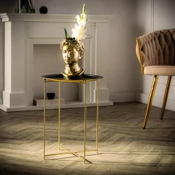 Stolik z tacą czarno-złoty 48 cm