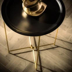 Stolik z tacą czarno-złoty 48 cm