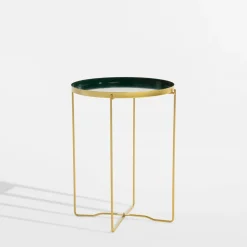 Stolik z tacą zielono-złoty 47,5 cm