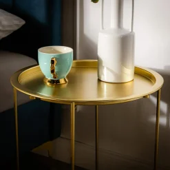 Stolik z tacą złoty 50 cm