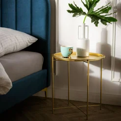 Stolik z tacą złoty 50 cm