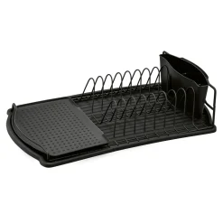 Suszarka do naczyń czarna z ociekaczem i tacą 47.5x26.5x11 cm