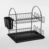 Suszarka do naczyń 2-poziomowa czarna 36,5x25,5 cm