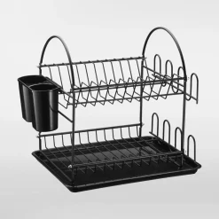 Suszarka do naczyń 2-poziomowa czarna 36,5x25,5 cm