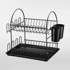 Suszarka do naczyń 2-poziomowa czarna 36,5x25,5 cm