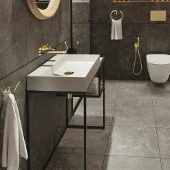 Syfon do umywalki butelkowy okrągły złoty