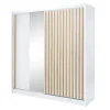 Szafa biała z lamelami i lustrem LAMELLO