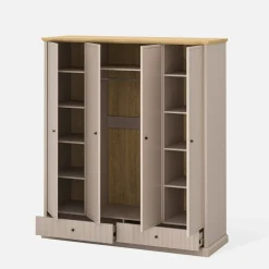 Szafa do sypialni 4-drzwiowa IDELLO taupe dąb kamienny